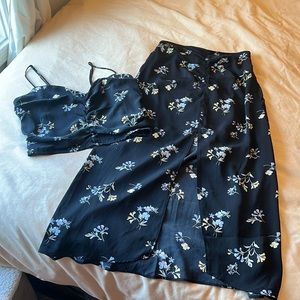 Abercrombie floral ruched matching set skirt and tank